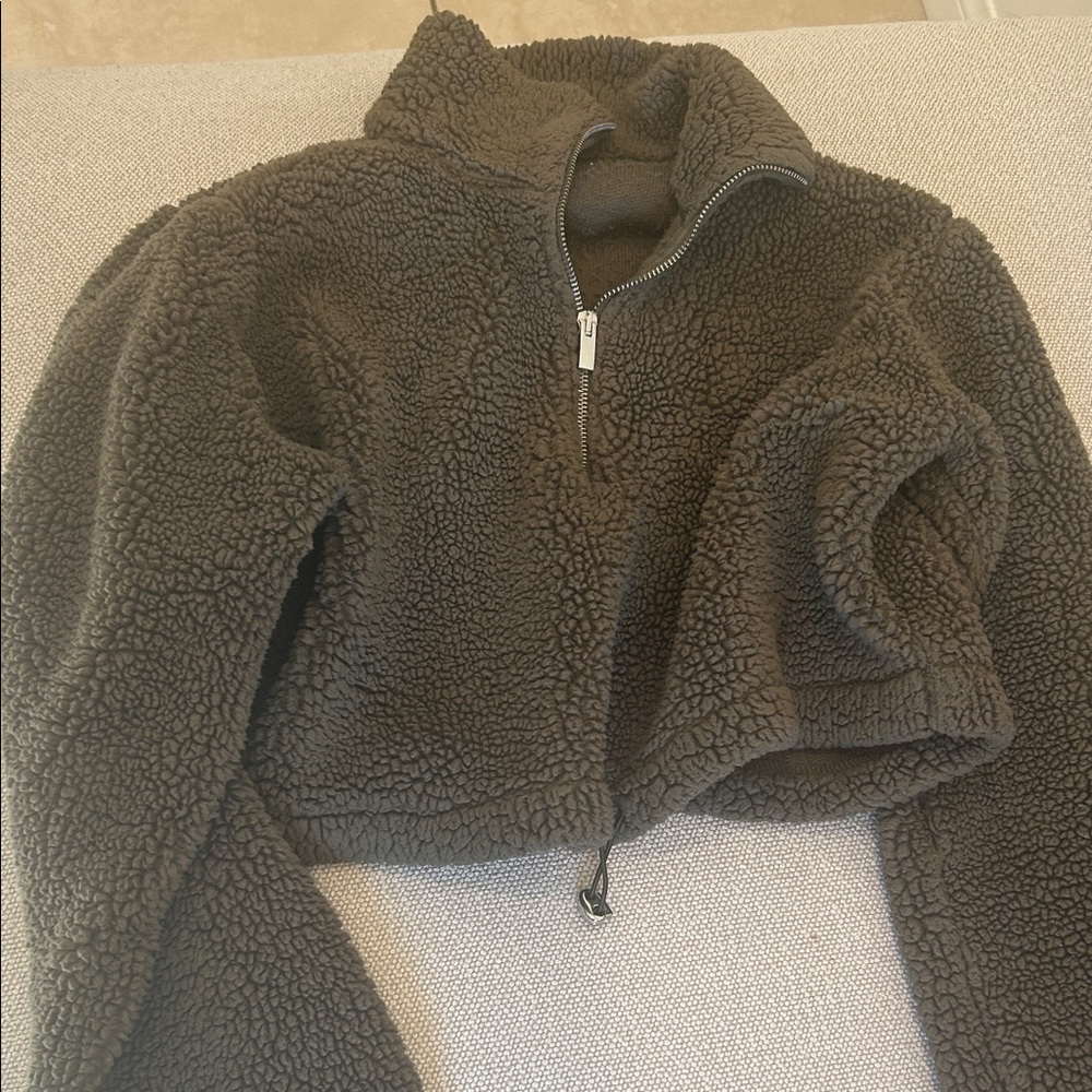 Topshop Olive Green Sherpa Jacket